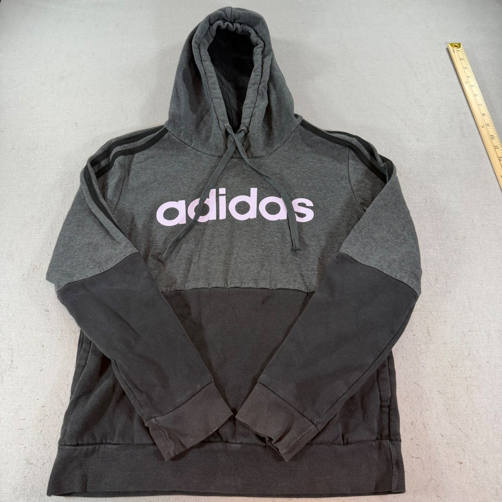 Adidas Colorblock Hoodie Gray Black Pink Logo Women's Medium
